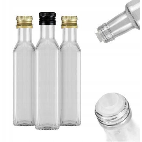 10x MARASCA Flacone con dosatore, incolore, 250 ml per olio d'oliva, tinture, vino