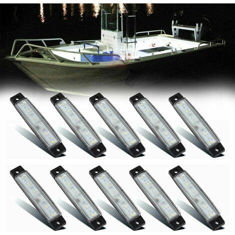 10x Marine Boat 6 LED Lampe Cabine Pont Lumière De Courtoisie Stern Imposte Lumières Blanc