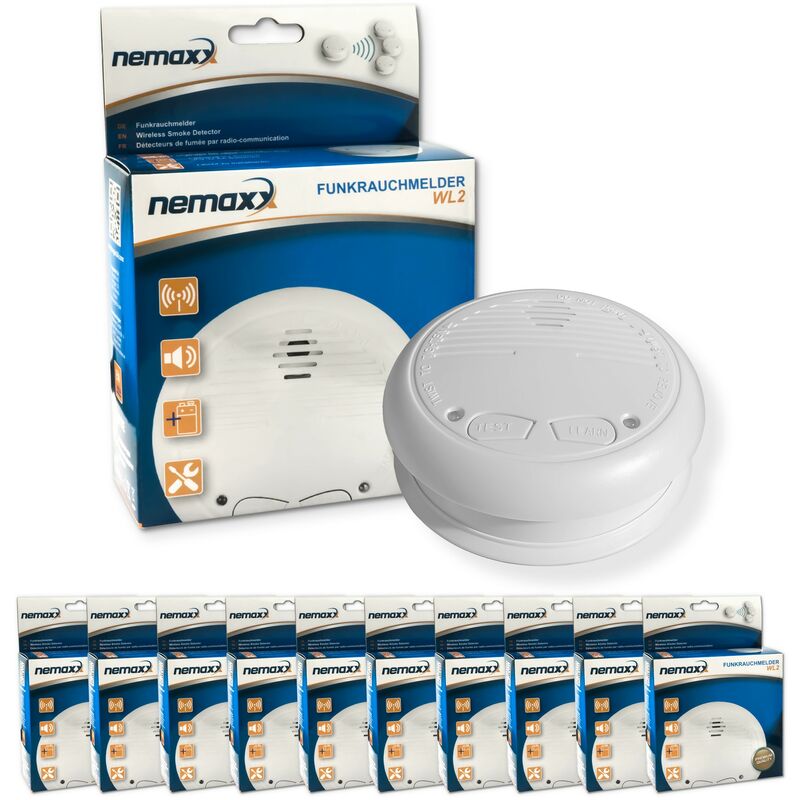

10x WL2 detectores de humo inalámbricos - con DIN EN 14604 - Nemaxx