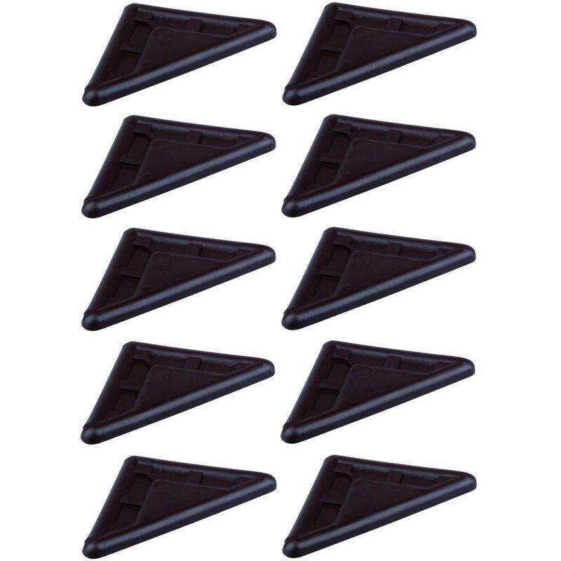 Cyclingcolors - 10x Patin de coin de meuble triangulaire en plastique marron foncé Banquette Clic Clac Guide Angle Protection Table Etagère, 78 x