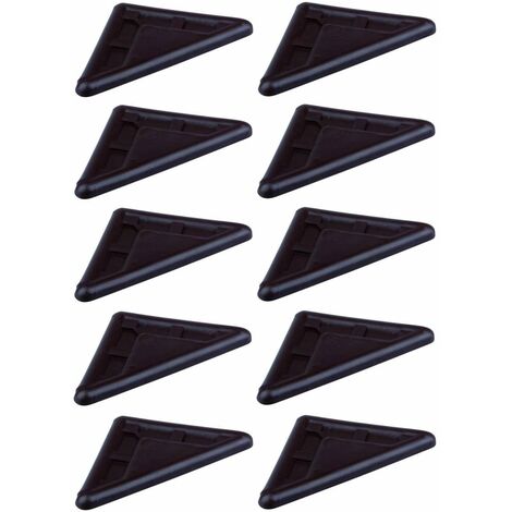 10x Patin de coin de meuble triangulaire en plastique marron foncé Banquette Clic Clac Guide Angle Protection Table Etagère, 78 x 43,5 x 5mm