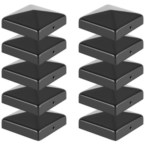 10x Pfostenkappe Zaunpfahl Abdeckung Pfostenkappe Pyramide Abdeckkappe 91x91mm Schwarz