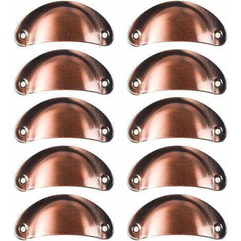 10x Poignée de Coquille Vintage pour Tiroir Armoire Meuble Cuisine, Fer Incurvé Bouton de Porte de Placard Retro 8,2 cm x 3,5 cm，Métall Bouton Porte pour Armoire Meubles Décoration（Cuivre rouge）