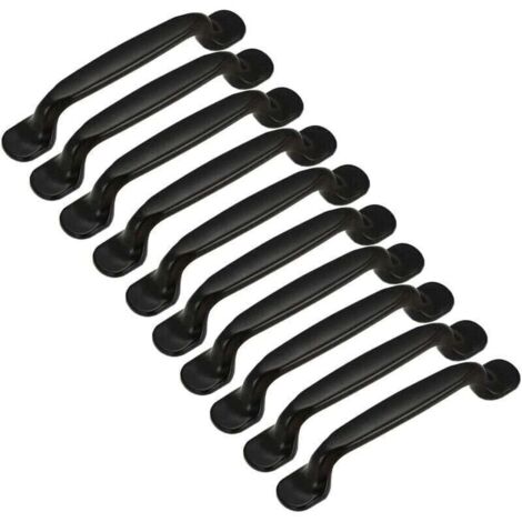 10x Poignée de Porte Cuisine Armoire Placard Tiroir Chambre Meubles Tirer Entraxe 128mm, Aluminium Noir