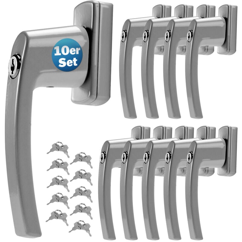 Markenartikel - monzana® Poignée de fenêtre verrouillable à clés sécurité enfants poignée de sécurité pour fenêtre acier inoxydable 10x Argenté