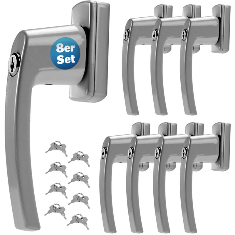 MONZANA® Poignée de fenêtre verrouillable à clés sécurité enfants poignée de sécurité pour fenêtre acier inoxydable 8x argenté