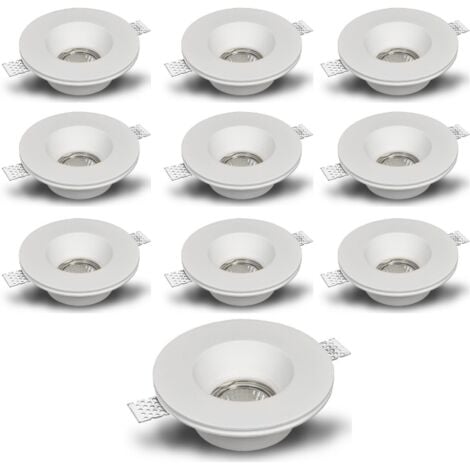 ASIA LED 10x Portafaretto Gesso Rotondo Incasso Ø 130mm GU10 con Alette Regolabili 48/T
