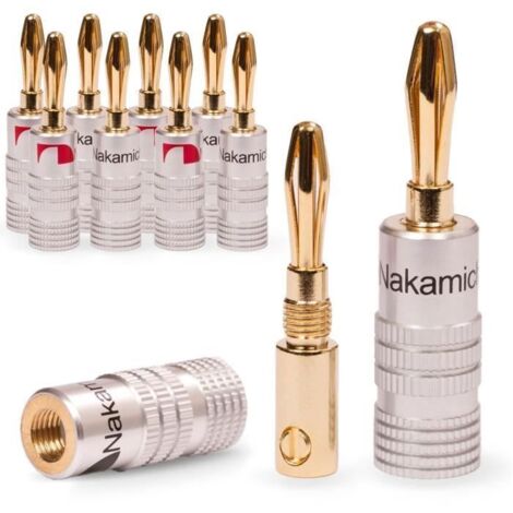 10x prise banane Nakamichi High End Bananes Banane pour câbles jusqu\'à 6 mm² soudable ou vissable 24K doré sans