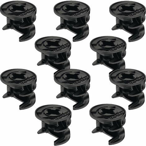 10x Raccord boitier d'assemblage rastex excentrique Ø15mm alliage zingué noir panneau meuble, épaisseur 16mm