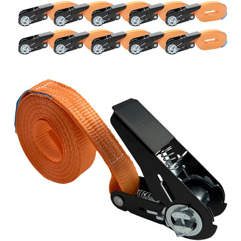 10x Ratschen Spanngurt Spanngurte Orange 1-tlg 4m 0,8t 800kg Schwarzes Schloss
