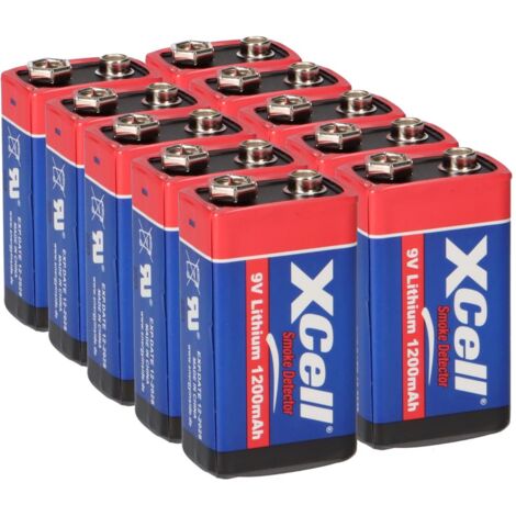 10x Rauchmelder 9V Lithium Batterien für Feuermelder  9v Block Batterie 10 Jahre
