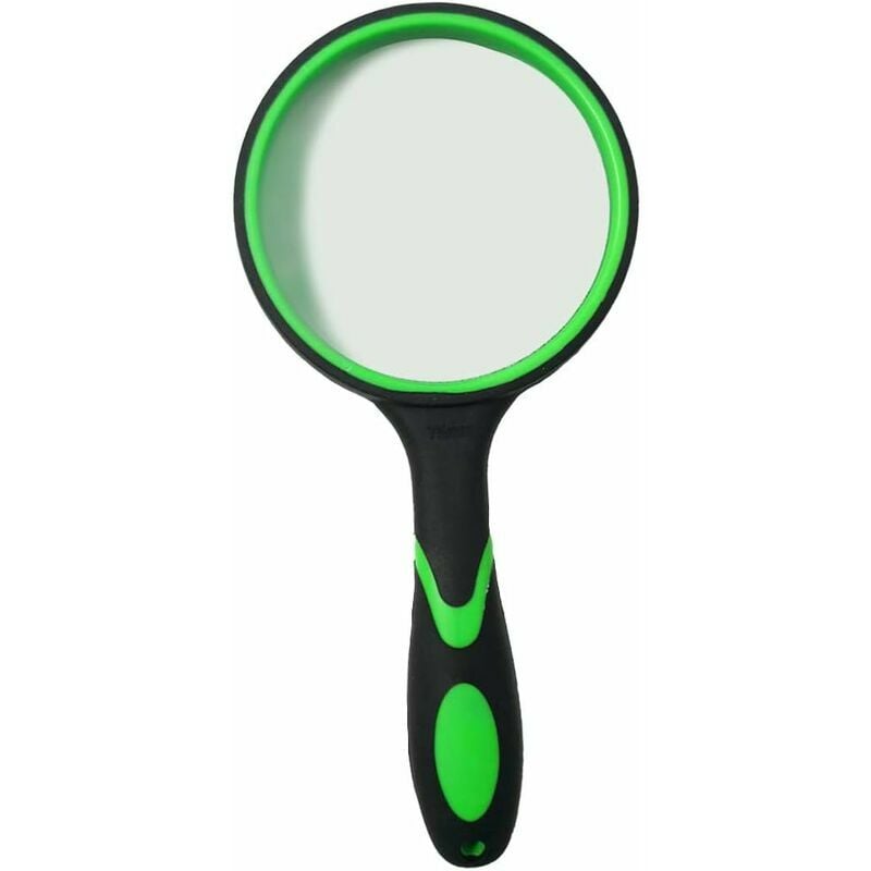 10X Reading Magnifier with Non-Slip Soft Rubber Handle with 75mm Magnifying Glass and Shatterproof Mirror for Reading, Inspection, Insects (Green /