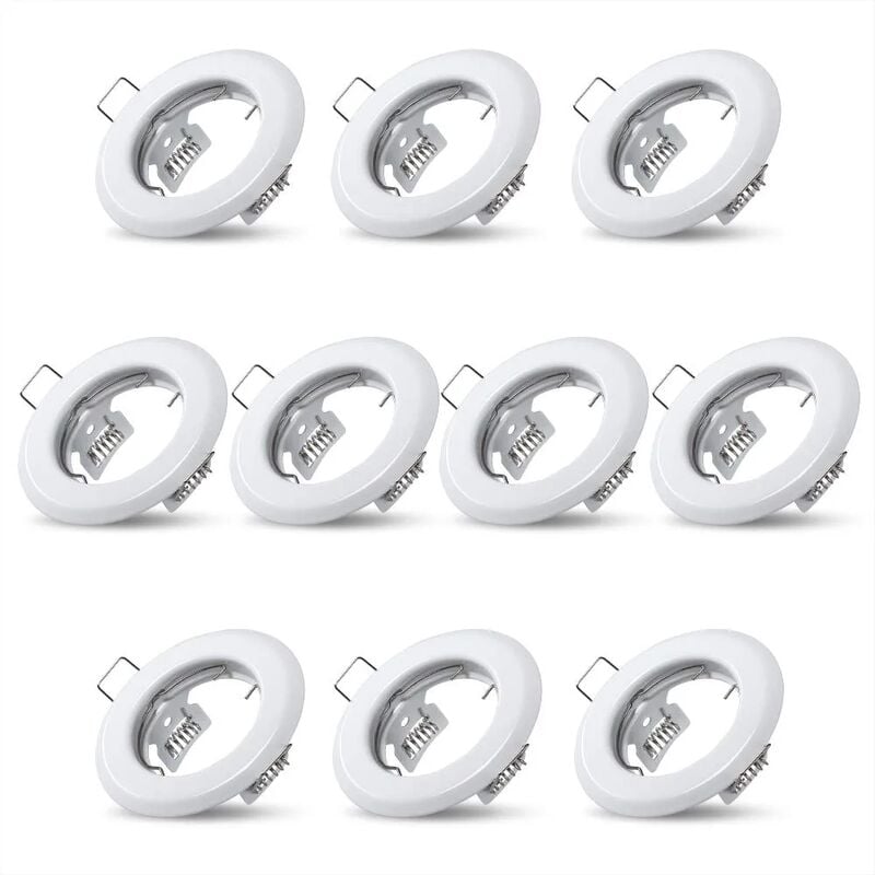 Image of 10x Recessed light spots ceiling lamp fixed white brackets for recessed spotlights stainless steel lighting kitchen living room bathroom, Recessed
