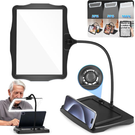 10X Rechargeable Lampe Loupe sur Pied, Lampe Loupe de Bureau Flexible à Col de Cygne 48 LED, Grande Loupe Eclairante pour la Lecture, la Couture, l'Artisanat, la Peinture, Le Bricolage, réparation