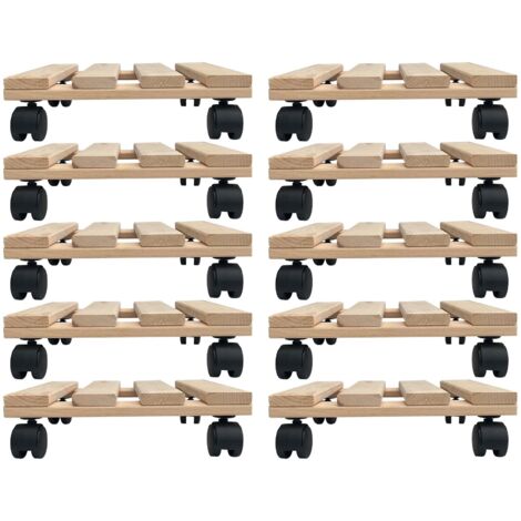 10x Rolluntersetzer eckig Pflanzenroller 30x30 cm - max. 120 kg Traglast - aus Buchenholz - Stabil & robust - Für Pflanztöpfe, Möbel & schwere Gegenstände