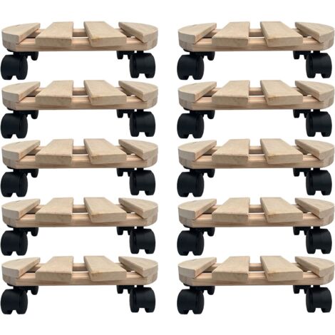 10x Rolluntersetzer rund Pflanzenroller 30x30 cm - max. 120 kg Traglast - aus Buchenholz - Stabil & robust - Für Pflanztöpfe, Möbel & schwere Gegenstände