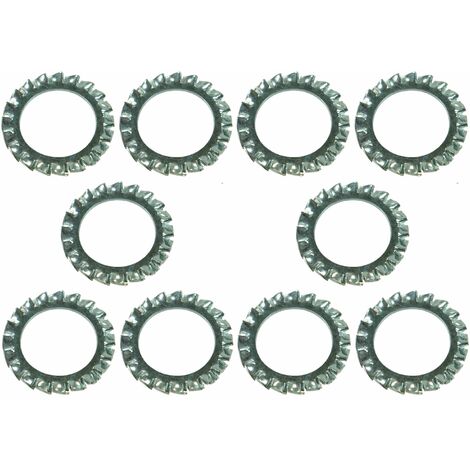 10x Rondelle évantail plate à denture extérieure rondelle frein dentelée en acier zingué DIN 6798 forme A Dent Blocage Fixation Vis Boulon Quincaillerie Electricité, M20x33x1,4mm