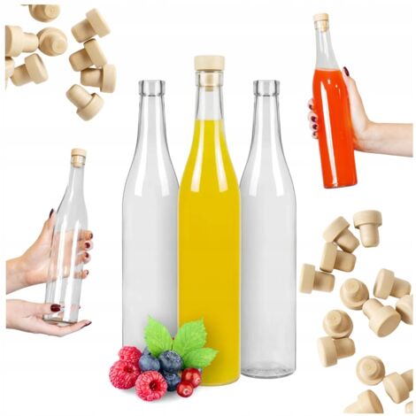 10x ROSA Bottles 500 ml bottiglia di vetro con tappo di sughero per tinture, vino, chiaro di luna