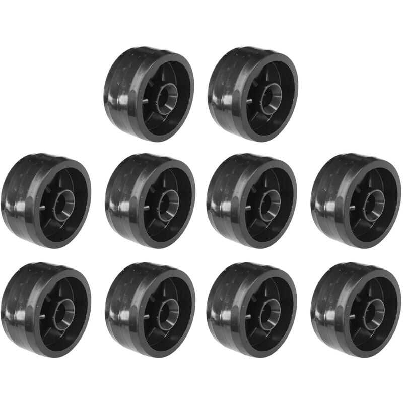 10x Roulette 30mm en plastique rigide noir pour utilisation universelle Galet Poulie Roue Rouleau Meuble Porte coulissante Tiroir Lit Placard