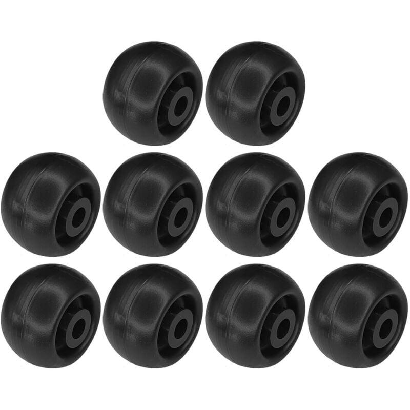 10x Roulette 40mm en plastique rigide noir pour utilisation universelle Galet Poulie Roue Rouleau Meuble Porte coulissante Tiroir Lit Placard