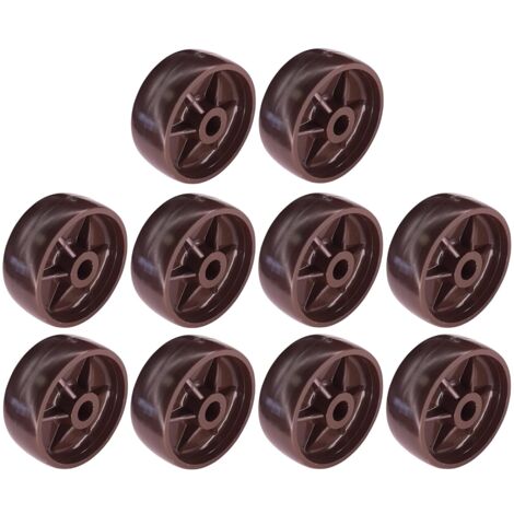 10x Roulette plastique rigide marron foncé 38mm universelle galet poulie roue rouleau meuble porte coulissante tiroir lit placard