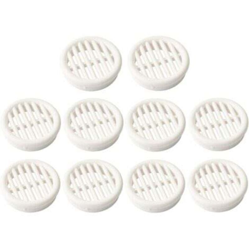 Tehtuy 10x Round Plastic Ventilation Grille, Recessed Diameter 39.5mm, Height 11mm, Protective Cover For Ceiling, Wall, Or Joinery, White