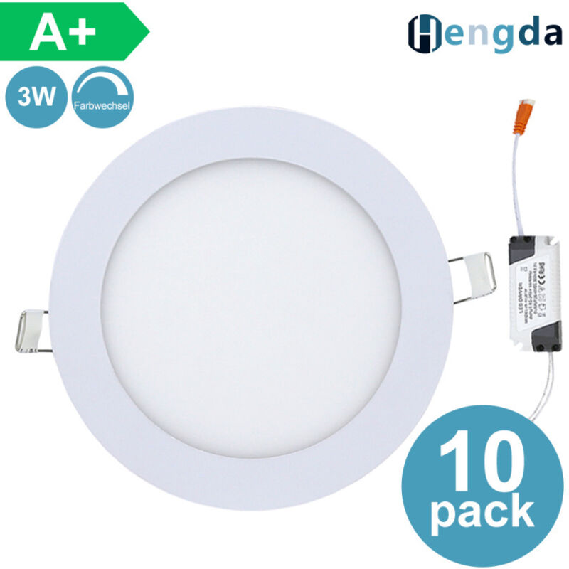 10X 3W Rund LED Panel Leuchte Ultraslim Einbauleuchten mit Trafo