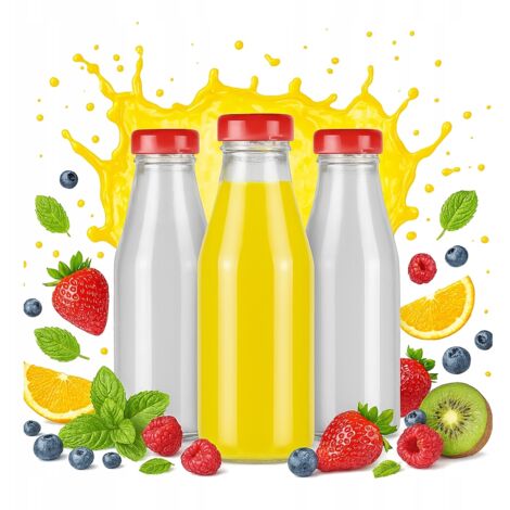 10x Saftflaschen, 200ml Glasflaschen für Saft mit Schraubverschluss, 0,2l