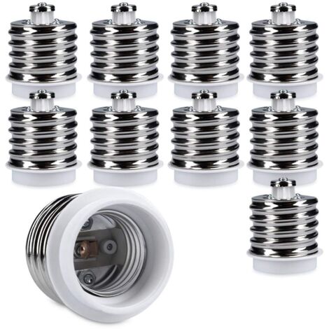 10x Socket Adapter - 10x E40 to E27 Socket Converter - E27 Base Lamp Holder Adapter for LED Halogen Bulb
