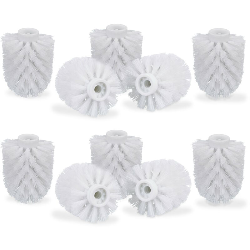 Relaxdays Toilet Brush Head Set of 10, Loose Toilet Brushes, 9.5 mm Threads, Replacement Heads, Diameter 7 cm, White