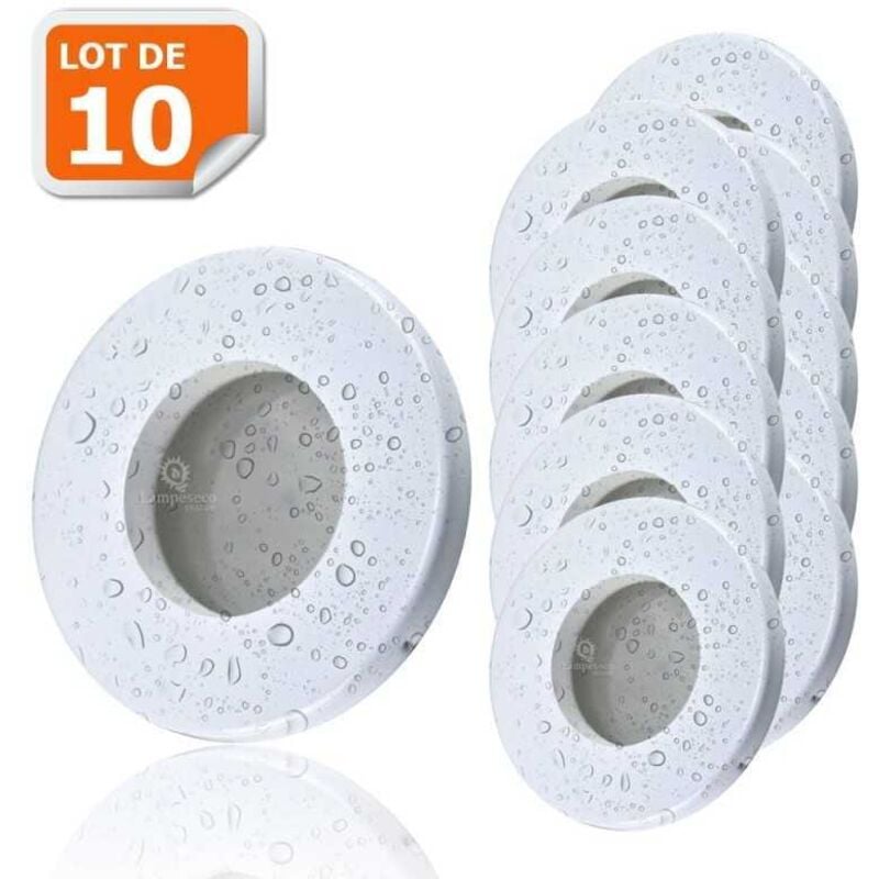 Lampesecoenergie - 10 Spots led Encastrables Blanc Etanche IP44 Pour Salle de Bain Blanc Chaud