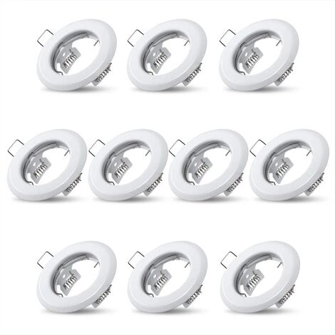 10x Spots lumineux encastrable plafond lampe fixe blanc supports pour spots encastrables acier inoxydable luminaire cuisine salon salle de bain,Trou encastré Ø55mm
