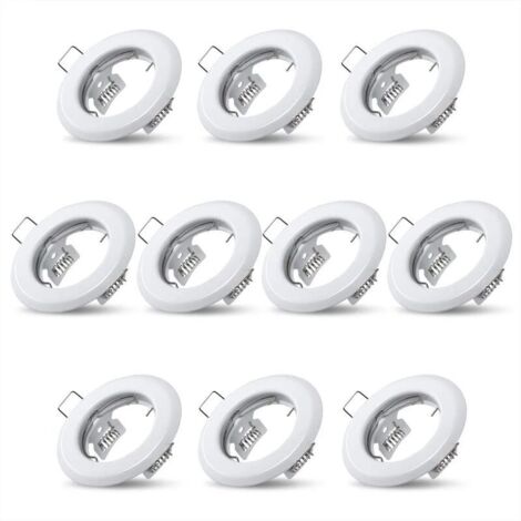 10x Spots lumineux encastrable plafond lampe fixe blanc supports pour spots encastrables acier inoxydable luminaire cuisine salon salle de bain,Trou encastré Ø55mm
