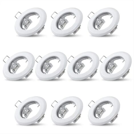 10x Spots lumineux encastrable plafond lampe fixe blanc supports pour spots encastrables acier inoxydable luminaire cuisine salon salle de bain,Trou encastré Ø55mm