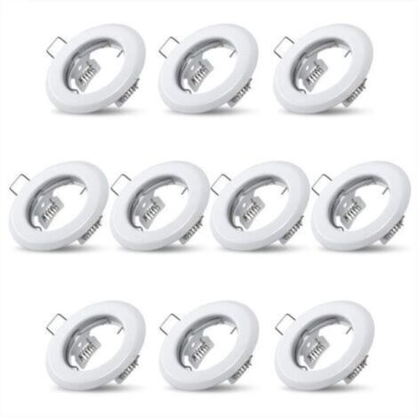 10x Spots lumineux encastrable plafond lampe fixe blanc supports pour spots encastrables acier inoxydable luminaire cuisine salon salle de bain,Trou encastré Ø55mm
