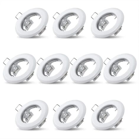10x Spots lumineux encastrable plafond lampe fixe blanc supports pour spots encastrables acier inoxydable luminaire cuisine salon salle de bain,Trou encastré Ø55mm