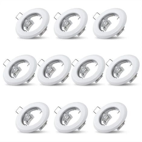 10x Spots lumineux encastrable plafond lampe fixe blanc supports pour spots encastrables acier inoxydable luminaire cuisine salon salle de bain,Trou encastré Ø55mm