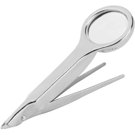 10x Stainless Steel Multi-Function Tweezers with 10x Magnifying Glass
