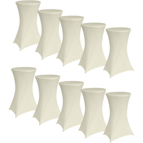 10x Stehtischhusse Tischdecke Husse Bistrotisch Partytisch Stretch Ø 60 cm beige