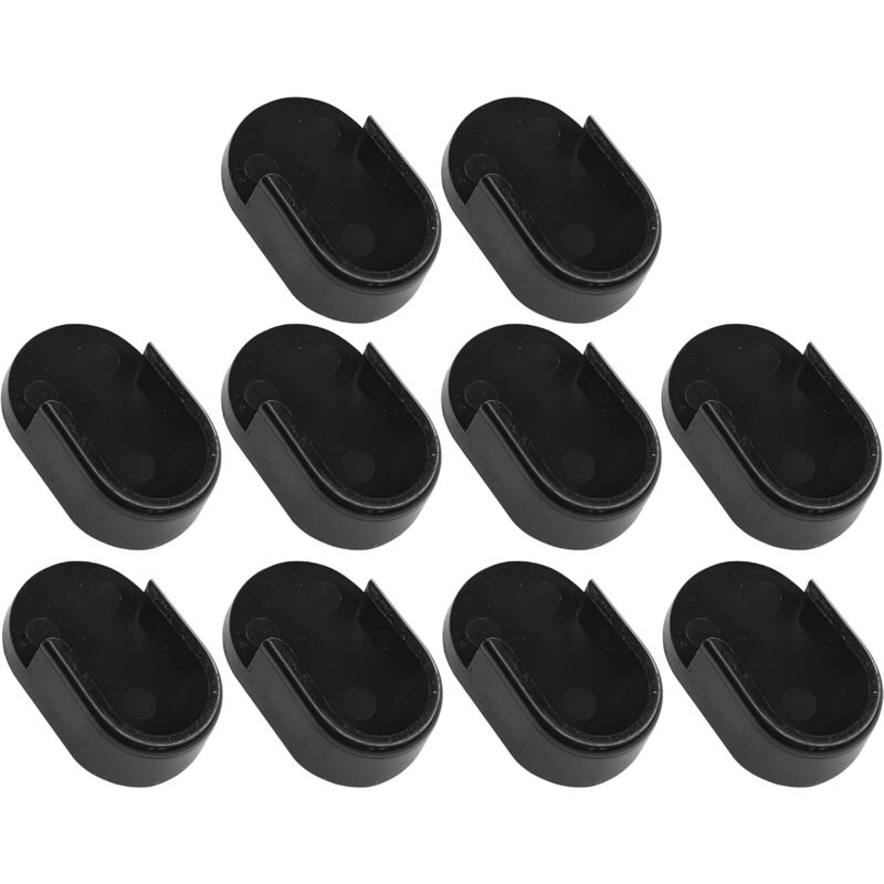 Cyclingcolors - 10x Support de tringle ovale 30x15mm en plastique Tube Barre Penderie Dressing Armoire Placard Montage Mural, noir