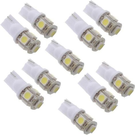 10x T10 194 168 W5W 5050 SMD 5 LED Veilleuse Ampoule Lampe Blanc Xenon Voiture