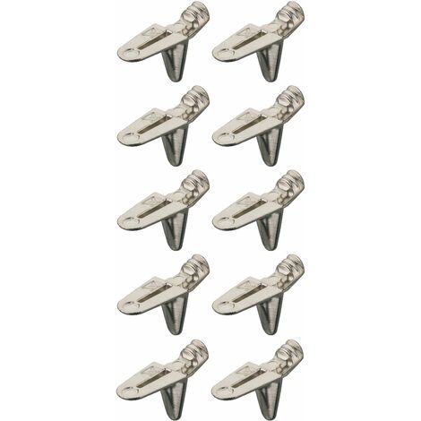 10x Taquet en alliage zingué équerre à encastrer dans trou de perçage Ø5mm avec 2 encoches pour fonds en bois Meuble Placard Etagère Plateau Armoire Tablette Support Fixation Connecteur