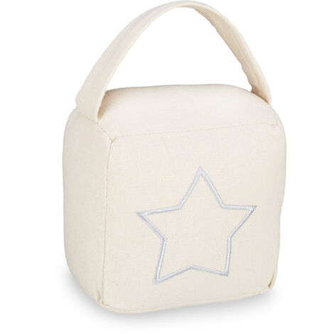 10x Türstopper Sack, moderner Türsack in Vintage Design, Boden, Stofftürstopper mit Griff, HBT: 18,5 x 14 x 10 cm, beige