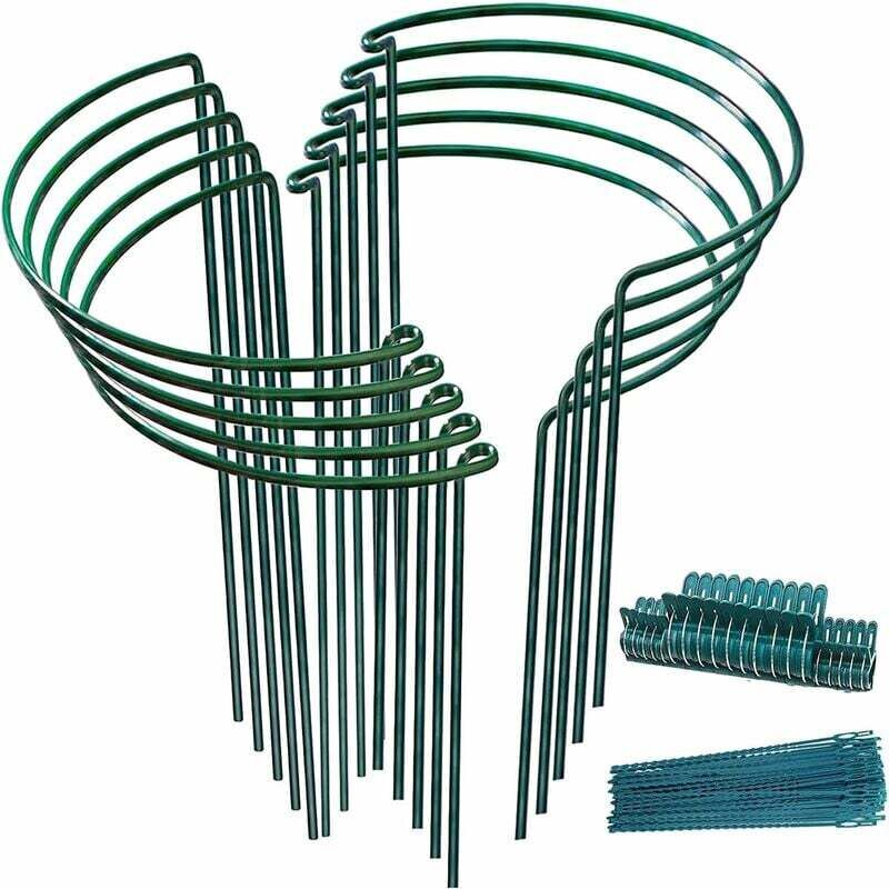 10x Tuteurs Pour Plantes, Piquets Verts Demi-Ronds Support Plantes Plante,Aidez Vos à Pousser - Anneau de Plante Pieux Hortensias,Pivoines,Plantes