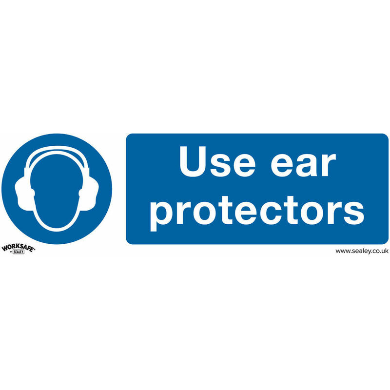Loops - 10x use ear protectors Health & Safety Sign - Rigid Plastic 300 x 100mm Warning
