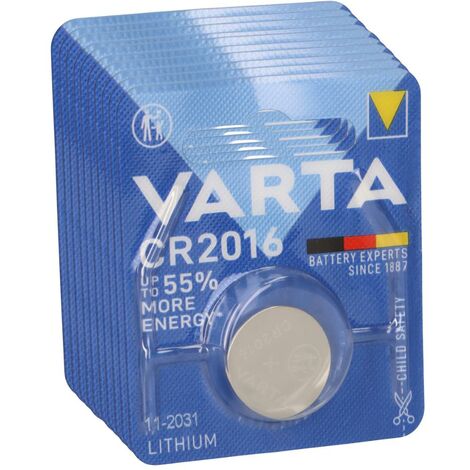 10x VARTA CR2016 Lithium-Knopfzelle 3V im 1er Blister