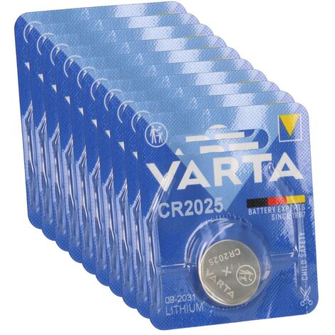 10x VARTA CR2025 Lithium-Knopfzelle 3V 1er Blister