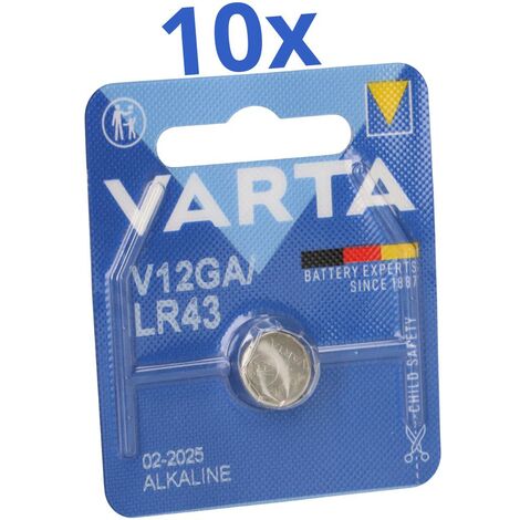 10x Varta Knopfzelle Electronics V 12 GA  LR 43 Alkaline 1,5 V 1er Blister
