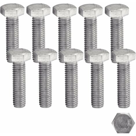 10x Vis métaux tête hexagonale TH M5x8mm acier inoxydable A2 norme DIN 933 filetage total