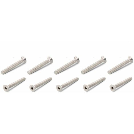 10x Vis tête plate fraisée six pans creux allen DIN 7991 ISO 10642 en acier inoxydable A4 filet complet Travaux Bois Acier Meuble Inox Filetage Entier, M6 x 25mm